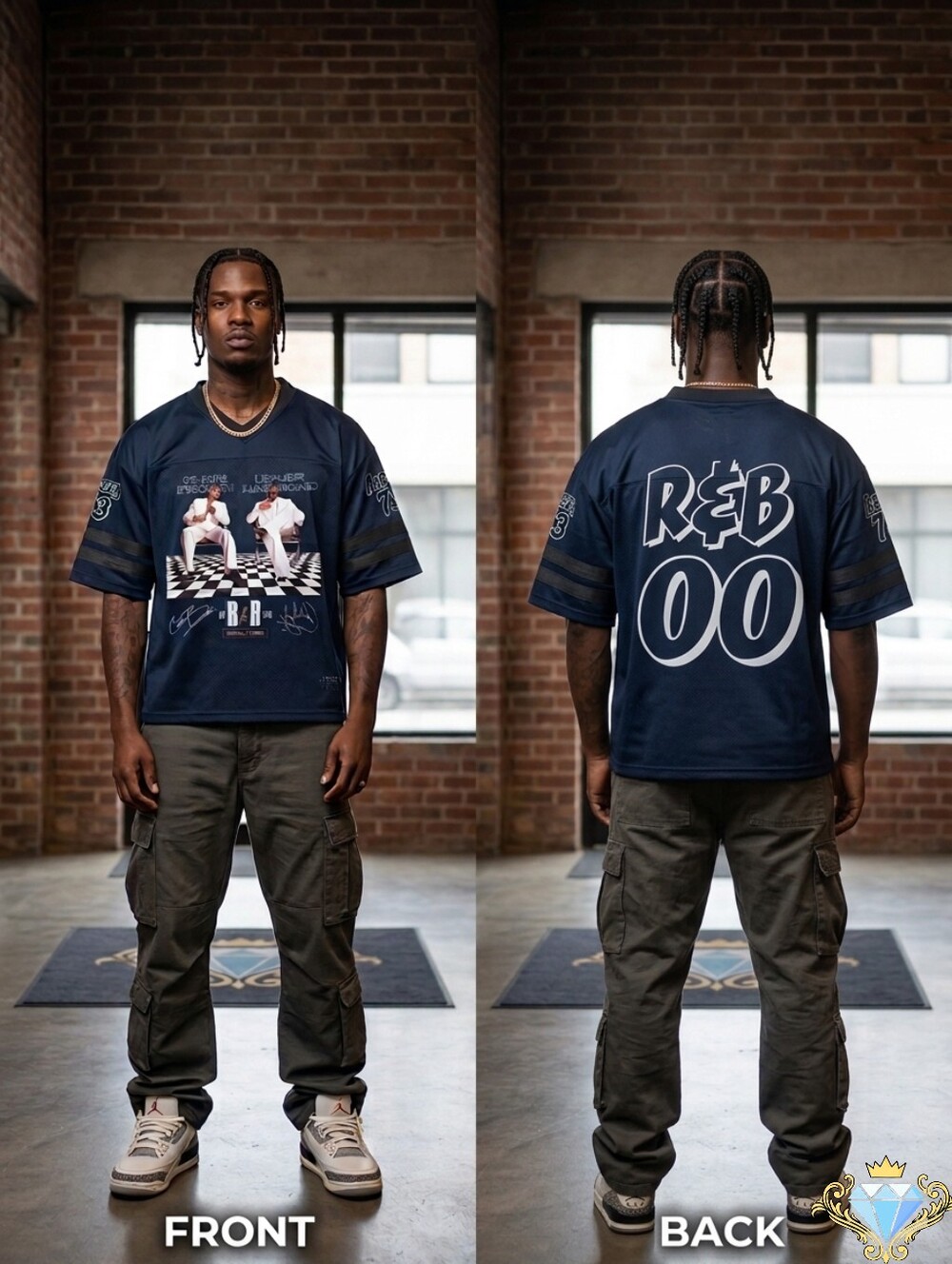 Custom R&B Tour Concert Jersey – Hollister Unisex Baggy Crop Fit (L) Navy Blue